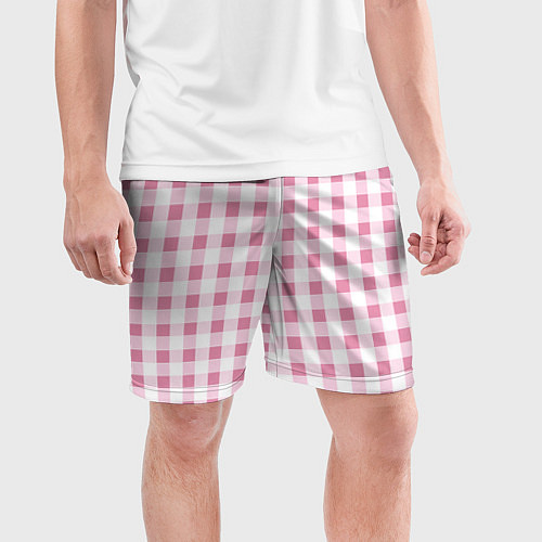 Мужские спортивные шорты Барби-розовый: клетка / 3D-принт – фото 3