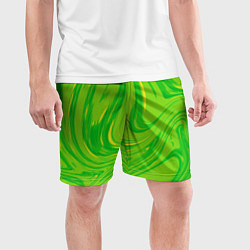 Шорты спортивные мужские Насыщенный зеленый абстракция, цвет: 3D-принт — фото 2