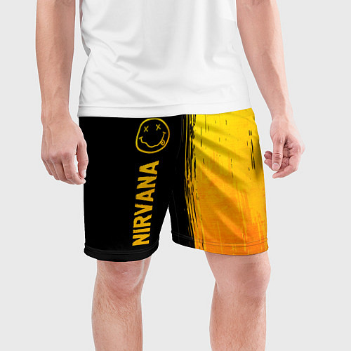 Мужские спортивные шорты Nirvana - gold gradient: по-вертикали / 3D-принт – фото 3