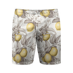 Мужские спортивные шорты Лимоны - винтаж графика: паттерн