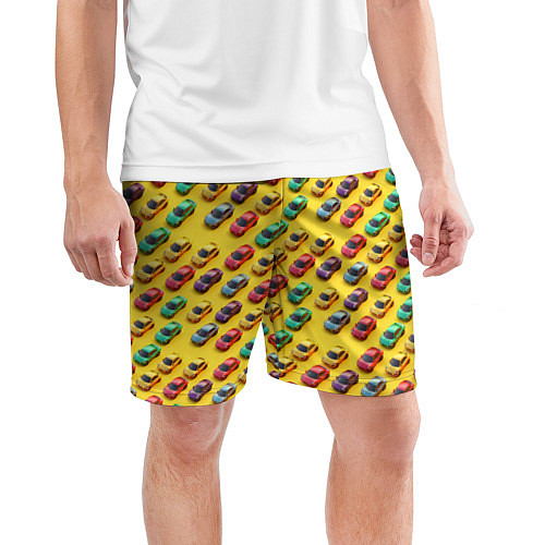 Мужские спортивные шорты Разноцветные машинки / 3D-принт – фото 3