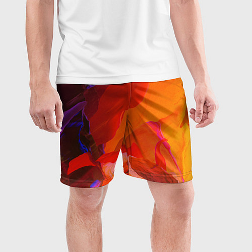 Мужские спортивные шорты Красно-оранжевый камень / 3D-принт – фото 3