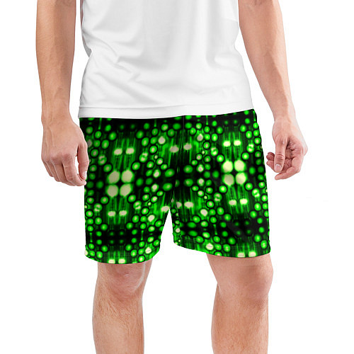 Мужские спортивные шорты Ярко-зелёный точечный узор / 3D-принт – фото 3