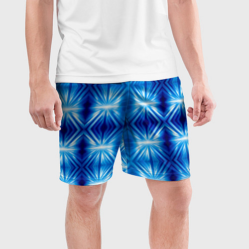 Мужские спортивные шорты Ярко-синий светящийся узор / 3D-принт – фото 3