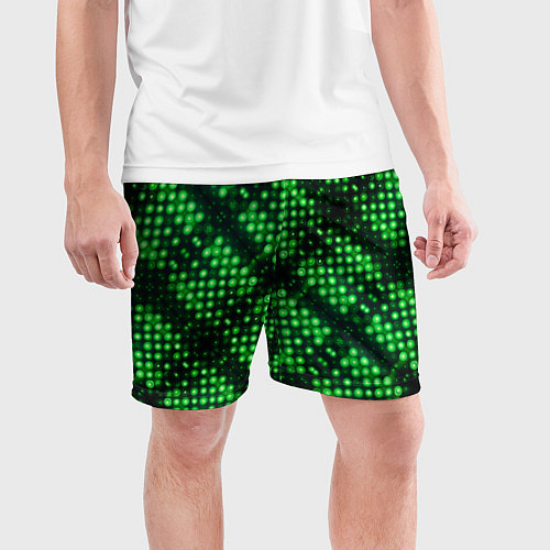 Мужские спортивные шорты Яркие зеленые точки / 3D-принт – фото 3
