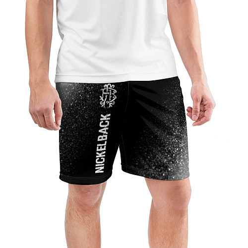 Мужские спортивные шорты Nickelback glitch на темном фоне: по-вертикали / 3D-принт – фото 3