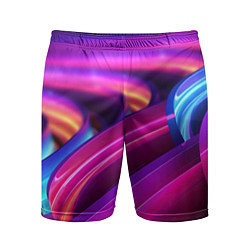 Шорты спортивные мужские Неоновые абстрактные волны, цвет: 3D-принт