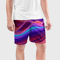 Шорты спортивные мужские Волны из неона, цвет: 3D-принт — фото 2