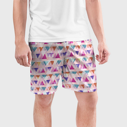 Мужские спортивные шорты Цветные треугольники / 3D-принт – фото 3
