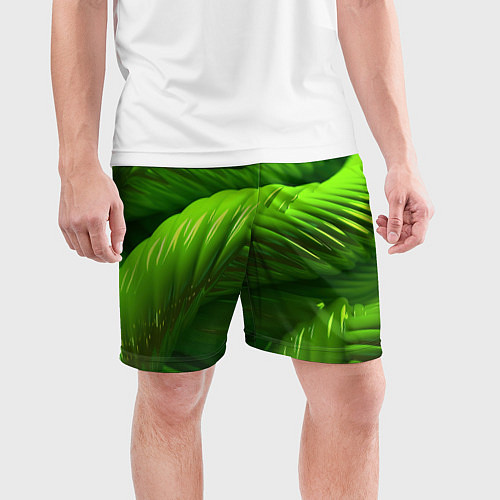 Мужские спортивные шорты Объемный зеленый канат / 3D-принт – фото 3