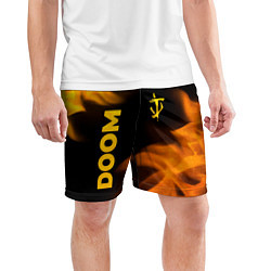 Шорты спортивные мужские Doom - gold gradient: надпись, символ, цвет: 3D-принт — фото 2