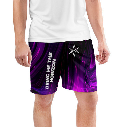 Мужские спортивные шорты Bring Me the Horizon violet plasma / 3D-принт – фото 3