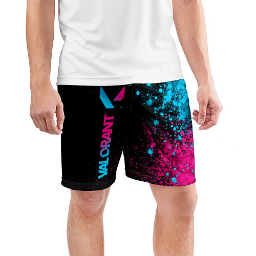 Мужские спортивные шорты Valorant - neon gradient: по-вертикали / 3D-принт – фото 3