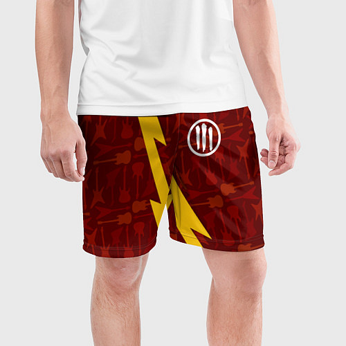 Мужские спортивные шорты Three Days Grace гитары и молния / 3D-принт – фото 3