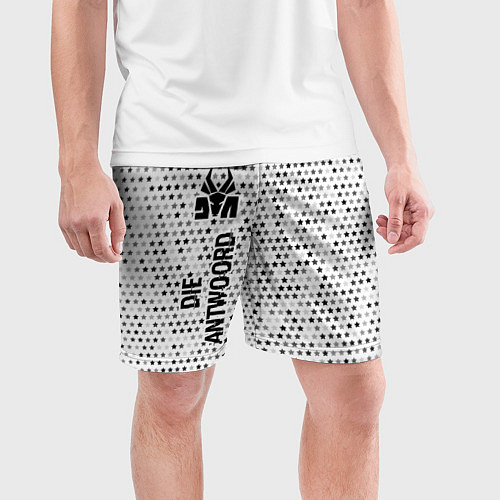 Мужские спортивные шорты Die Antwoord glitch на светлом фоне: по-вертикали / 3D-принт – фото 3