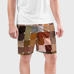 Шорты спортивные мужские Brown squares, цвет: 3D-принт — фото 2