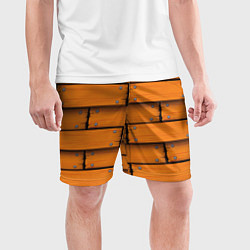 Шорты спортивные мужские Оранжевый забор, цвет: 3D-принт — фото 2