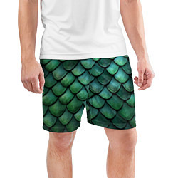 Шорты спортивные мужские Чешуя зелёного дракона, цвет: 3D-принт — фото 2