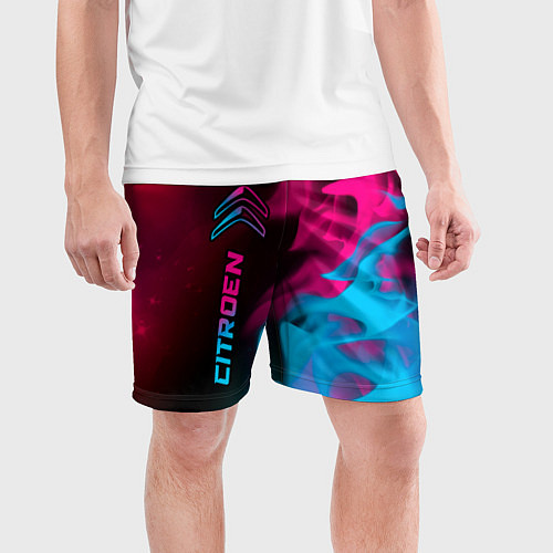 Мужские спортивные шорты Citroen - neon gradient: по-вертикали / 3D-принт – фото 3
