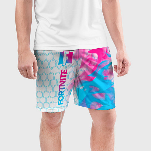 Мужские спортивные шорты Fortnite neon gradient style: по-вертикали / 3D-принт – фото 3