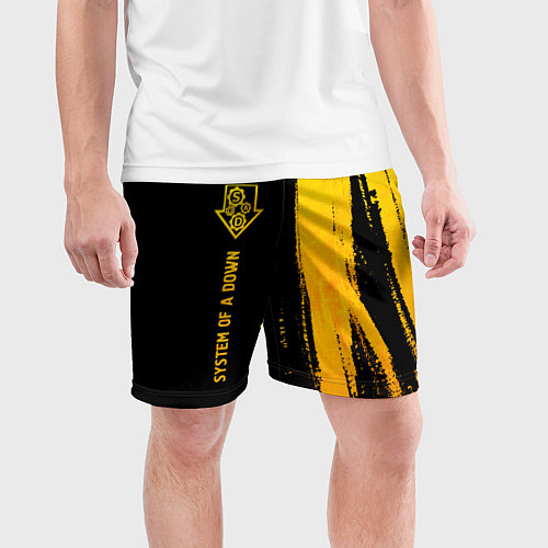 Мужские спортивные шорты System of a Down - gold gradient: по-вертикали / 3D-принт – фото 3