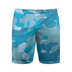 Шорты спортивные мужские Камуфляж военный синий, цвет: 3D-принт