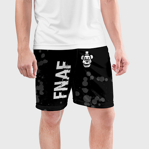 Мужские спортивные шорты FNAF glitch на темном фоне: надпись, символ / 3D-принт – фото 3