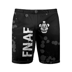Шорты спортивные мужские FNAF glitch на темном фоне: надпись, символ, цвет: 3D-принт
