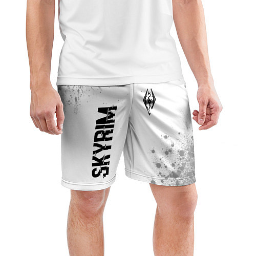 Мужские спортивные шорты Skyrim glitch на светлом фоне: надпись, символ / 3D-принт – фото 3
