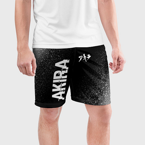 Мужские спортивные шорты Akira glitch на темном фоне: надпись, символ / 3D-принт – фото 3