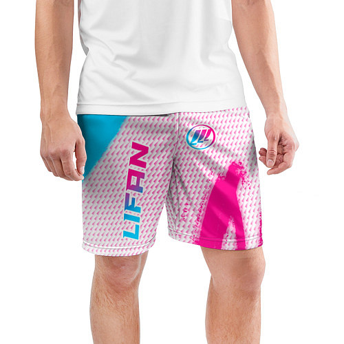 Мужские спортивные шорты Lifan neon gradient style: надпись, символ / 3D-принт – фото 3