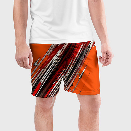 Мужские спортивные шорты Киберпанк модерн линии / 3D-принт – фото 3