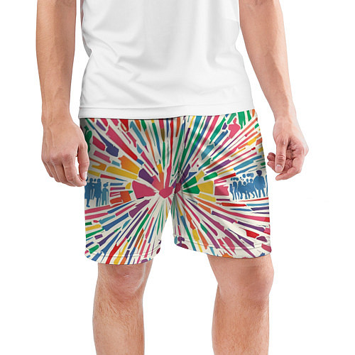 Мужские спортивные шорты Цветные будни / 3D-принт – фото 3