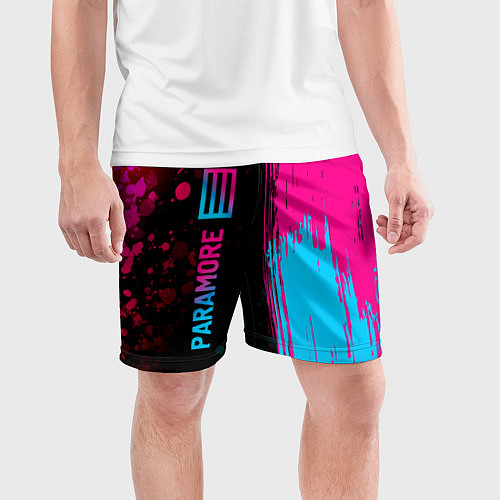 Мужские спортивные шорты Paramore - neon gradient: по-вертикали / 3D-принт – фото 3