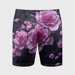 Мужские спортивные шорты Ветки цветущей розовой сакуры