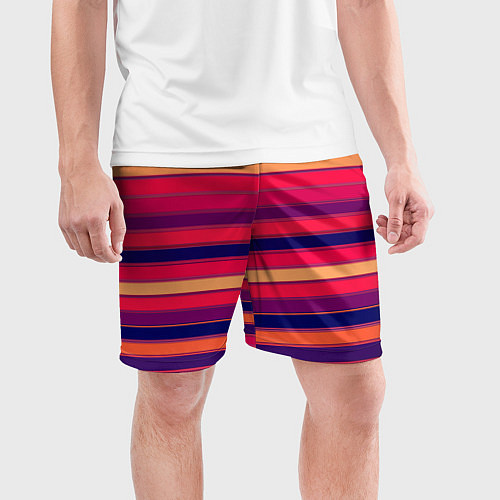 Мужские спортивные шорты Полосатый ярко-красный / 3D-принт – фото 3