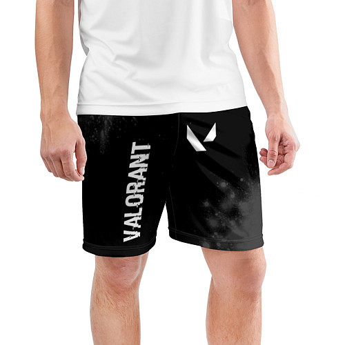 Мужские спортивные шорты Valorant glitch на темном фоне: надпись, символ / 3D-принт – фото 3