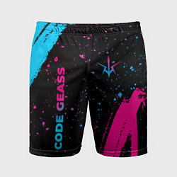 Шорты спортивные мужские Code Geass - neon gradient: надпись, символ, цвет: 3D-принт