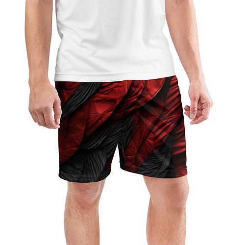 Мужские спортивные шорты Red black texture / 3D-принт – фото 3