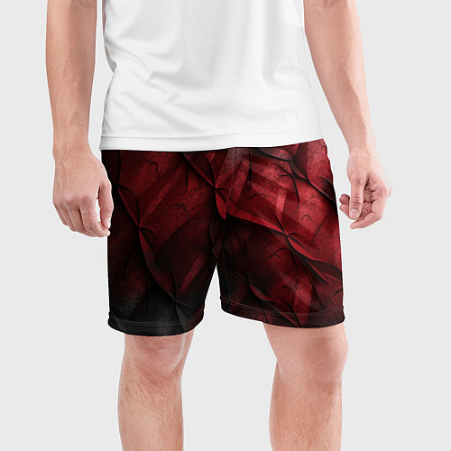Мужские спортивные шорты Black red texture / 3D-принт – фото 3