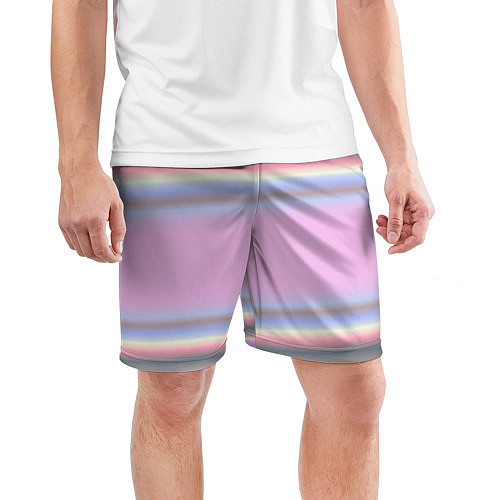 Мужские спортивные шорты Сиреневые полосы / 3D-принт – фото 3