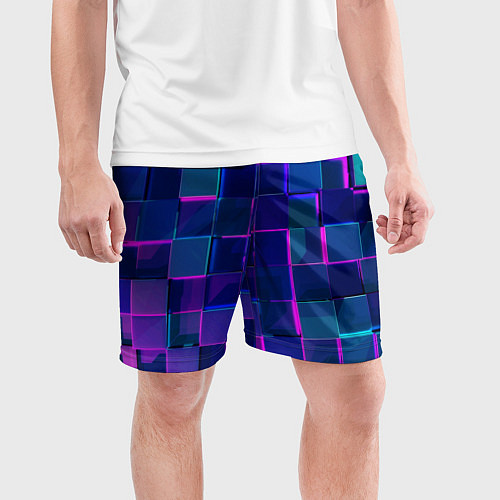 Мужские спортивные шорты Неоновая мозаика из стекла / 3D-принт – фото 3
