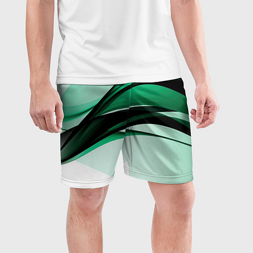 Мужские спортивные шорты White green black / 3D-принт – фото 3