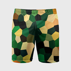 Шорты спортивные мужские Мозаика зелёный, цвет: 3D-принт