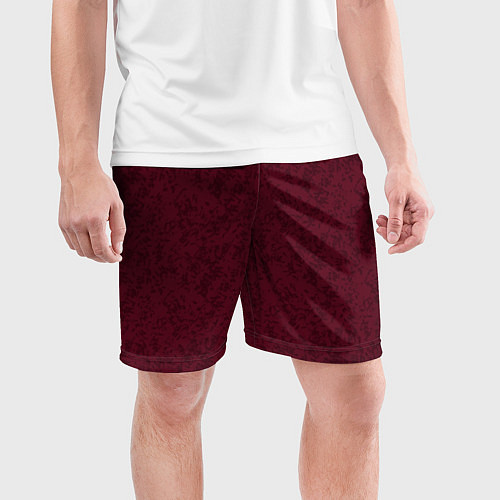 Мужские спортивные шорты Текстура тёмно-красный / 3D-принт – фото 3