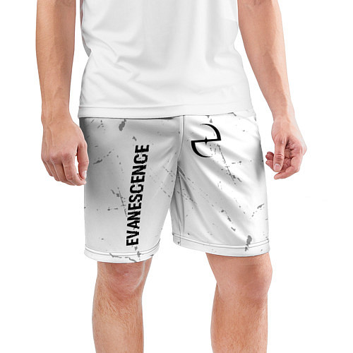 Мужские спортивные шорты Evanescence glitch на светлом фоне: надпись, симво / 3D-принт – фото 3