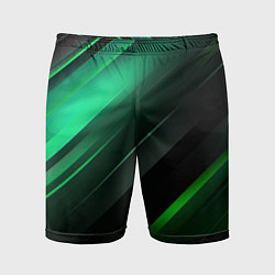 Мужские спортивные шорты Black green abstract