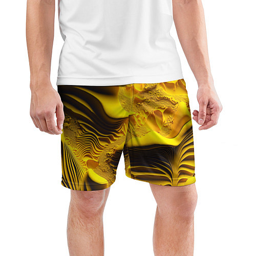 Мужские спортивные шорты Желтая объемная текстура / 3D-принт – фото 3