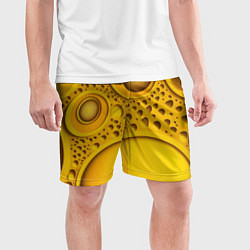 Шорты спортивные мужские Желтая объемная текстура, цвет: 3D-принт — фото 2