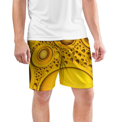 Мужские спортивные шорты Желтая объемная текстура / 3D-принт – фото 3
